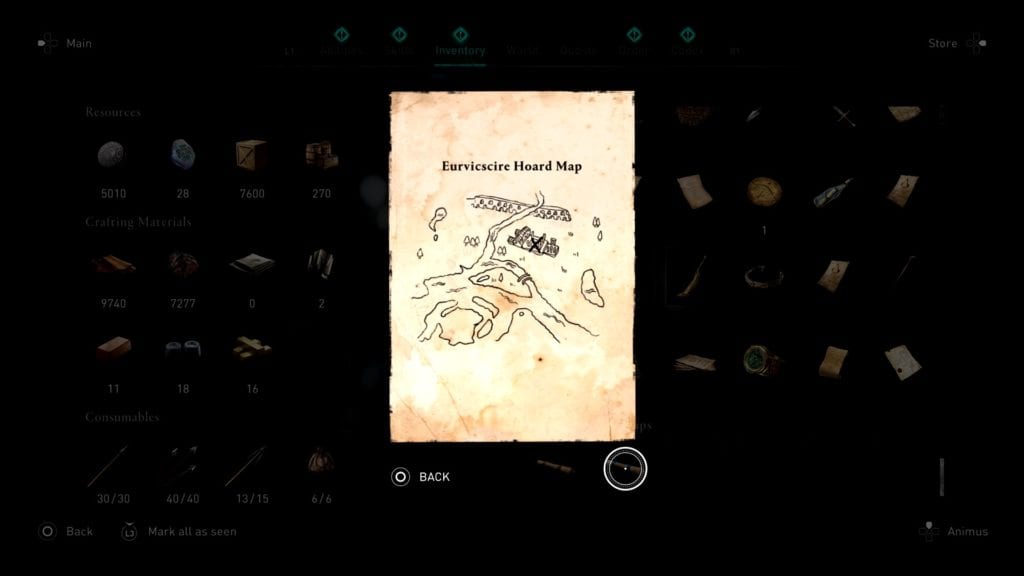 Assassin’s Creed Valhalla Eurvicscire Hoard Map Drawing