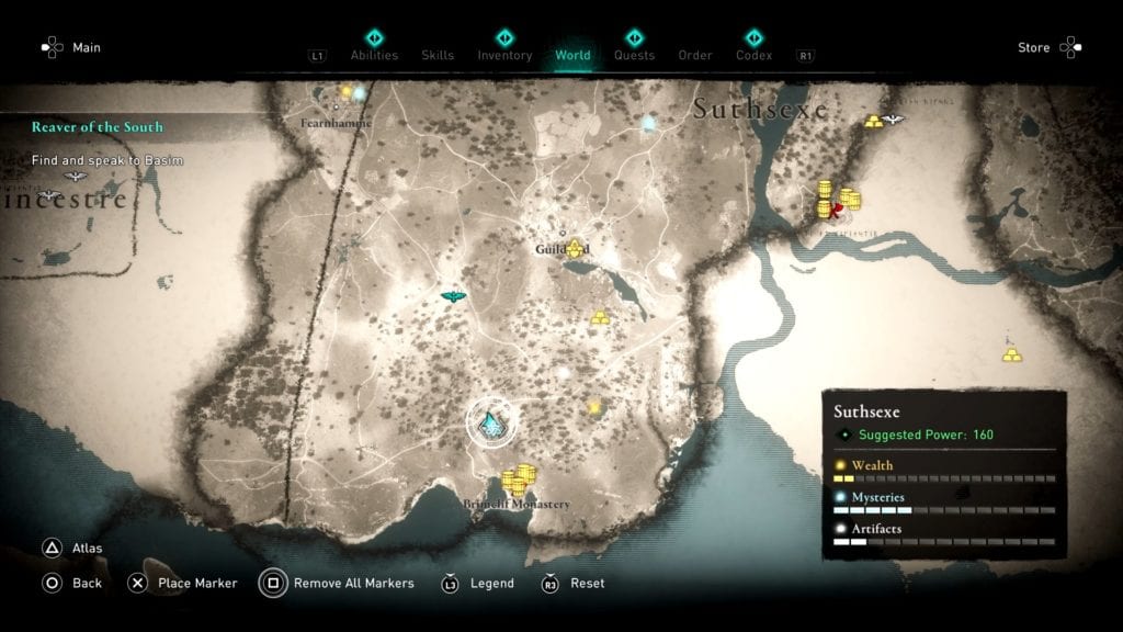 Assassin’s Creed Valhalla Suthsexe Treehouse Shoppe Hoard Map Location