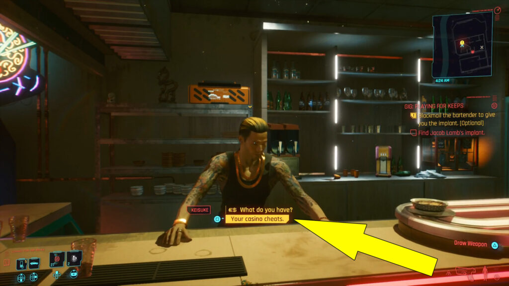 Blackmail dialogue option to obtain the Jacob Lamb's Implant