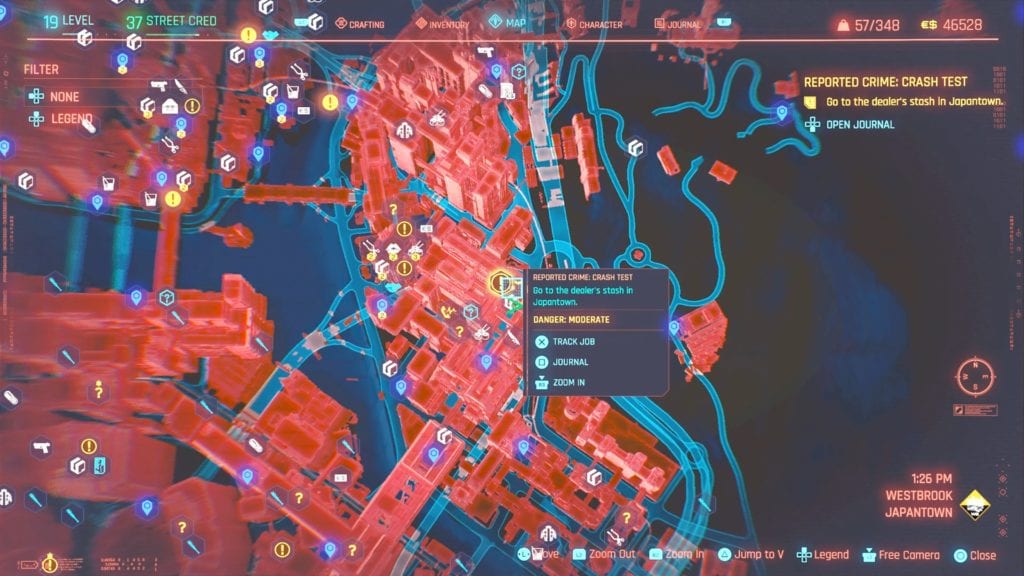 You can start the Crash Test Reported Crime by reaching the marked location in the Westbrook area of Japantown