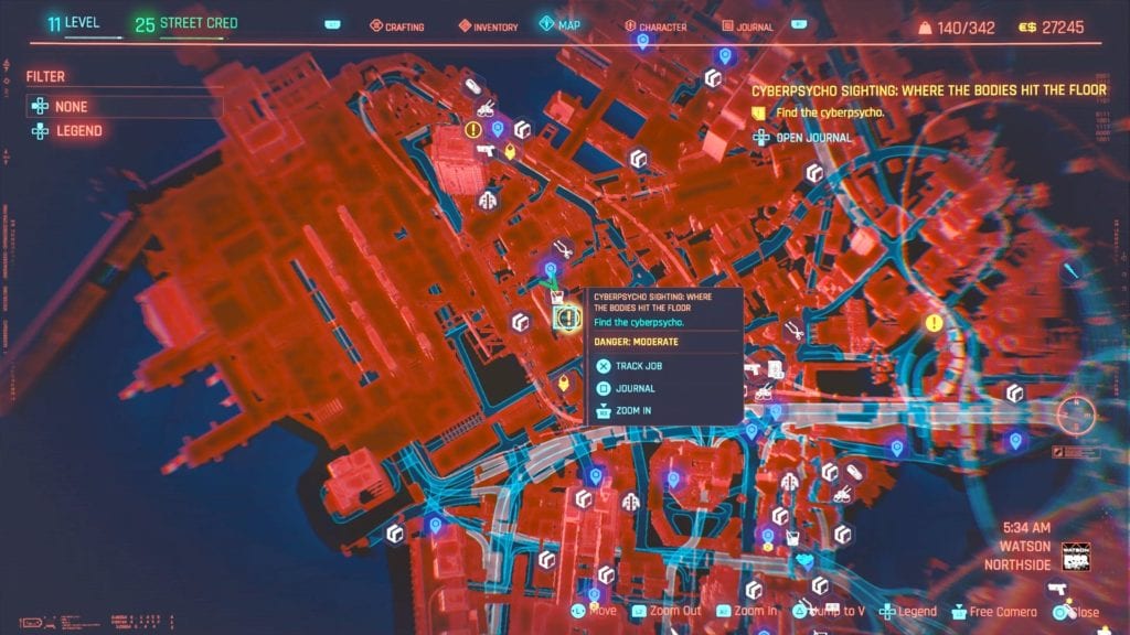 To start the Where The Bodies Hit The Floor  Cyberpsycho Sighting, head south of the Pershing St fast travel point