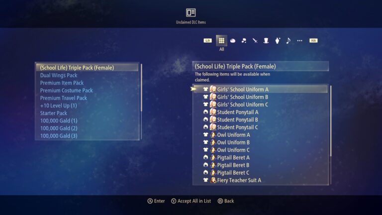 Tales of Arise School Life Triple Pack Costumes List