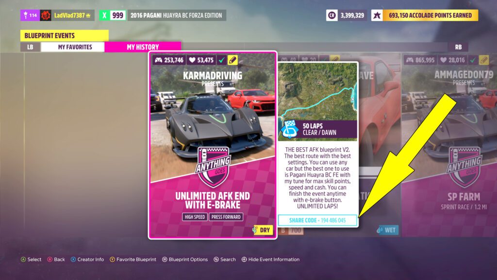FH5 AFK Money Glitch