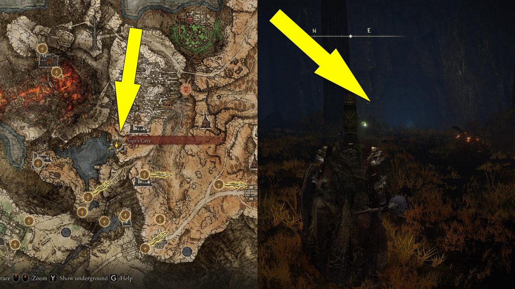 Elden Ring Sage's Cave Location Where To Find Map Entrance