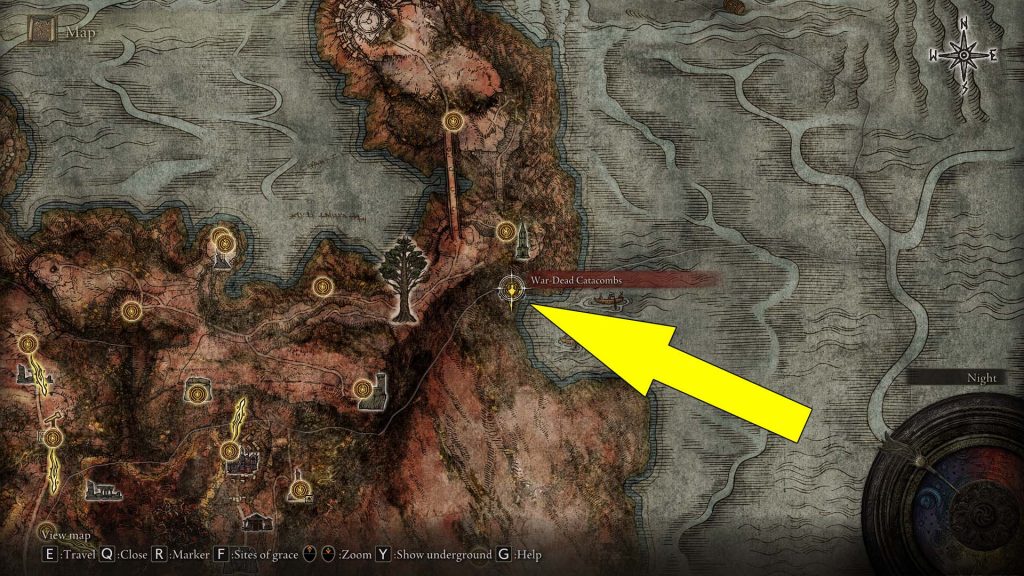 Elden Ring War-Dead Catacombs Location Where To Find Map