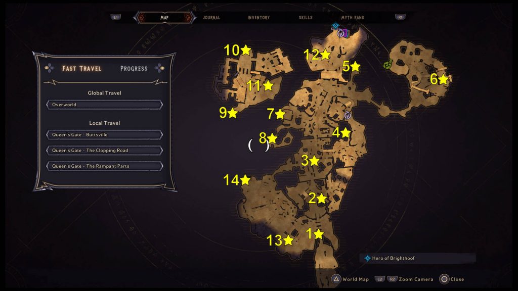 Tiny Tina's Wonderlands Queen's Gate Lucky Dice Locations Map