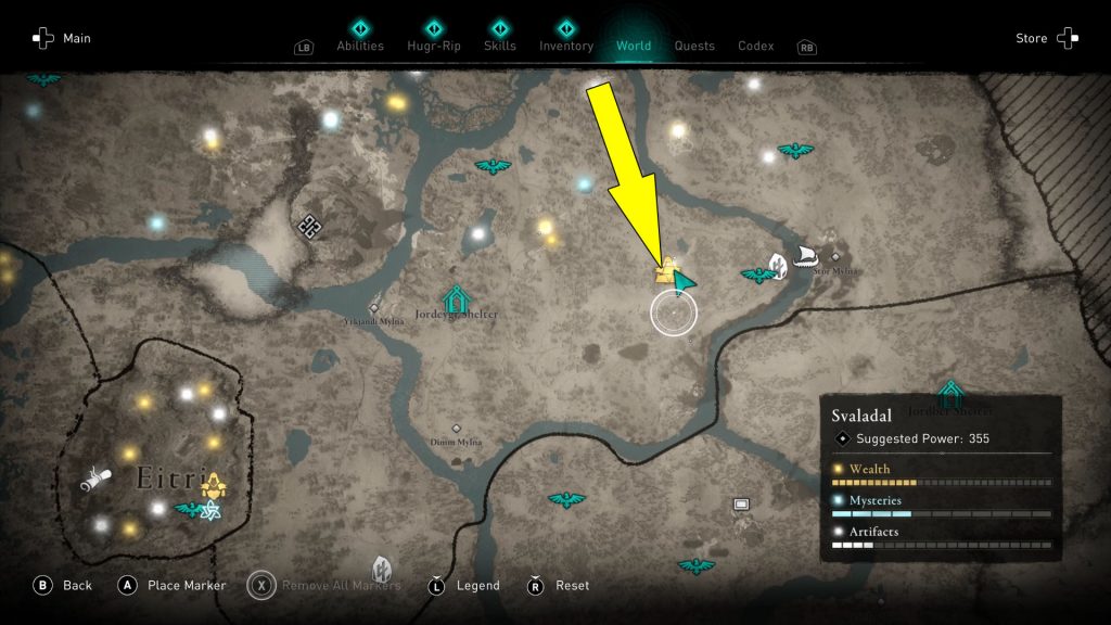 Assassin's Creed Valhalla Horfinn-nama Gear Wealth Location Map