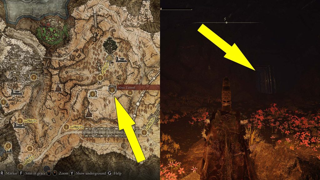 Elden Ring Altus Tunnel Location Map Entrance