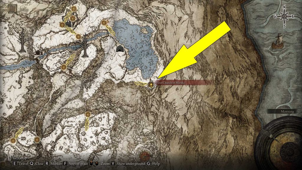 Elden Ring Mountaintops of the Giants Sacred Tear Location First Church of Marika