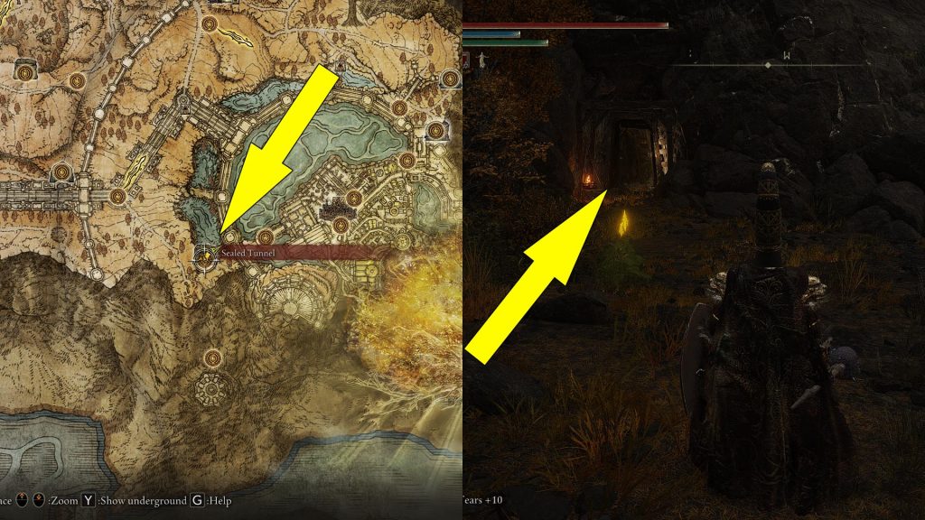 Elden Ring Sealed Tunnel Location Map Entrance