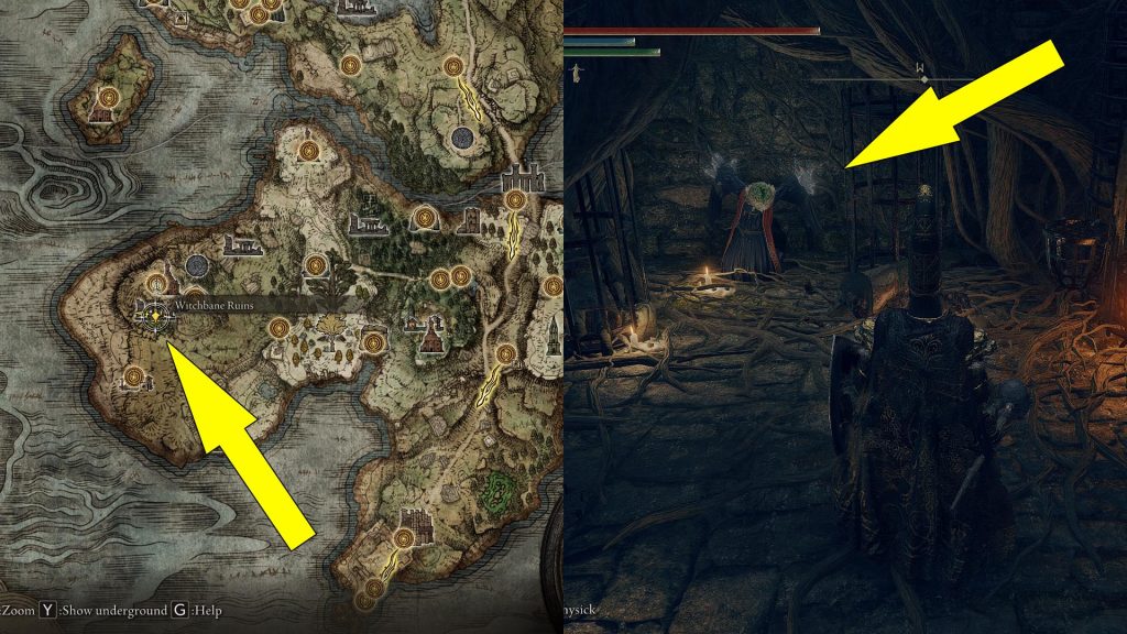 elden ring sorceress sellen quest location witchbane ruins cellar - GameClubz