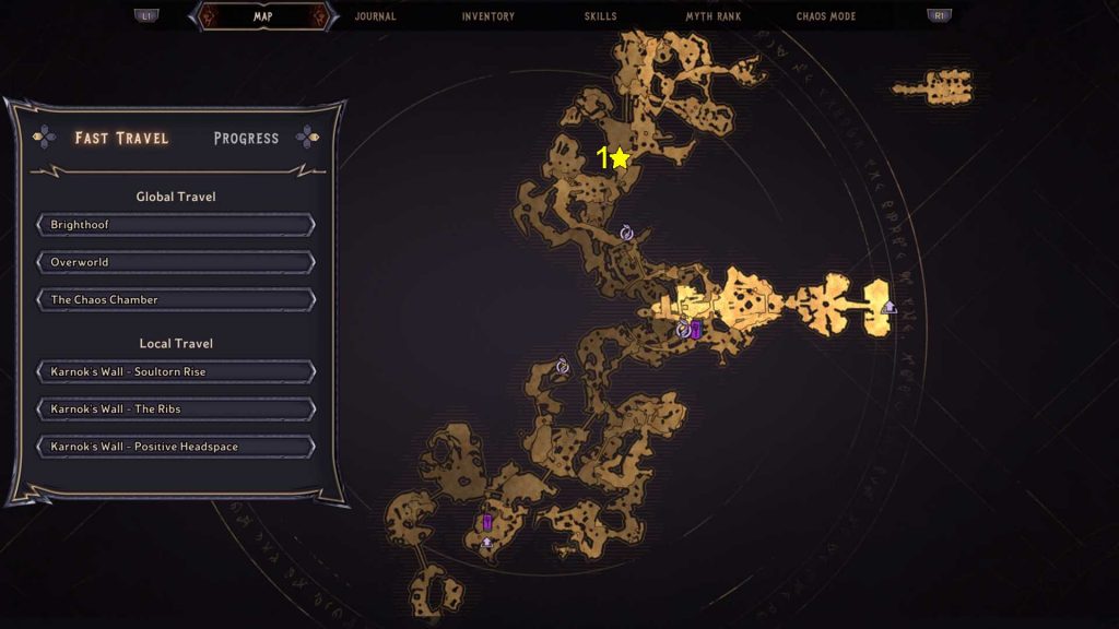 Tiny Tina's Wonderlands Karnok's Wall Rune Switch Map Location