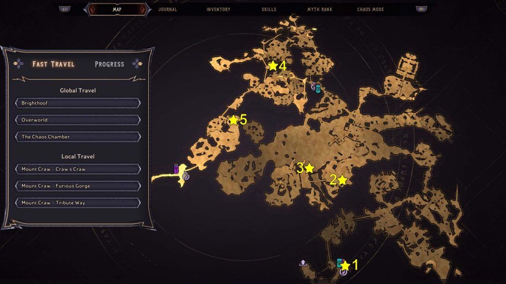 Tiny Tina's Wonderlands Mount Craw Scrolls Map Locations
