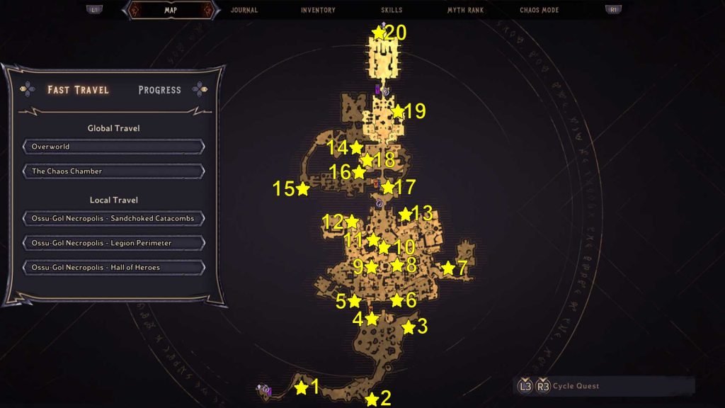 Tiny Tina's Wonderlands Ossu-Gol Necropolis Lucky Dice Chests Map Locations