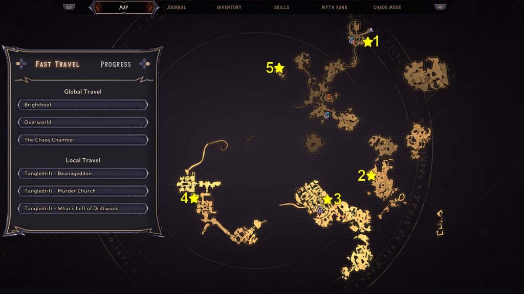 Tiny Tina's Wonderlands Tangledrift Scrolls Map Locations