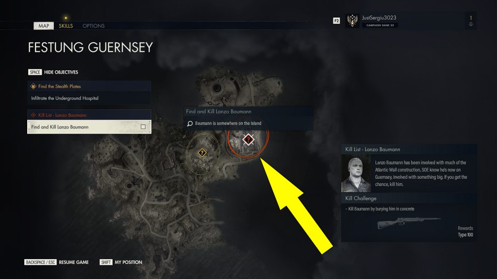 Where To Find Festung Guernsey Lanzo Baumann In Sniper Elite 5