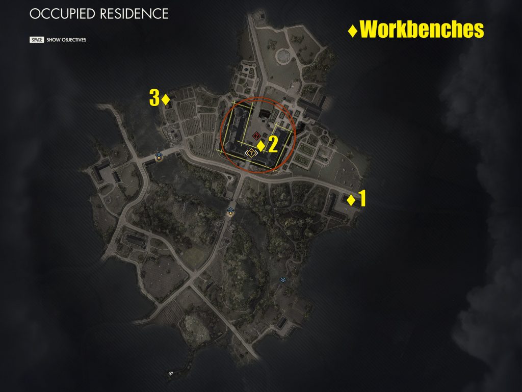 sniper elite 5 mission 2 occupied residence workbenches collectibles locations map - GameClubz