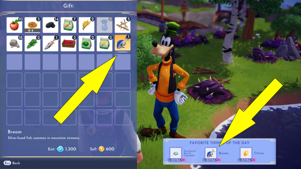 Gift Him His Favorite Things Of The Day in Disney Dreamlight Valley