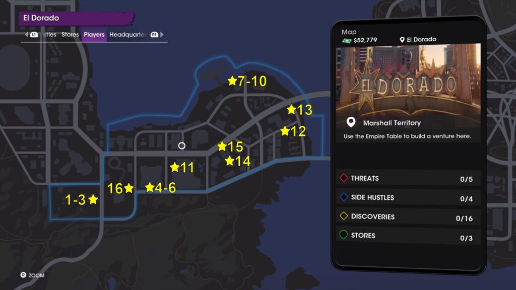 Saints Row El Dorado Discoveries Locations