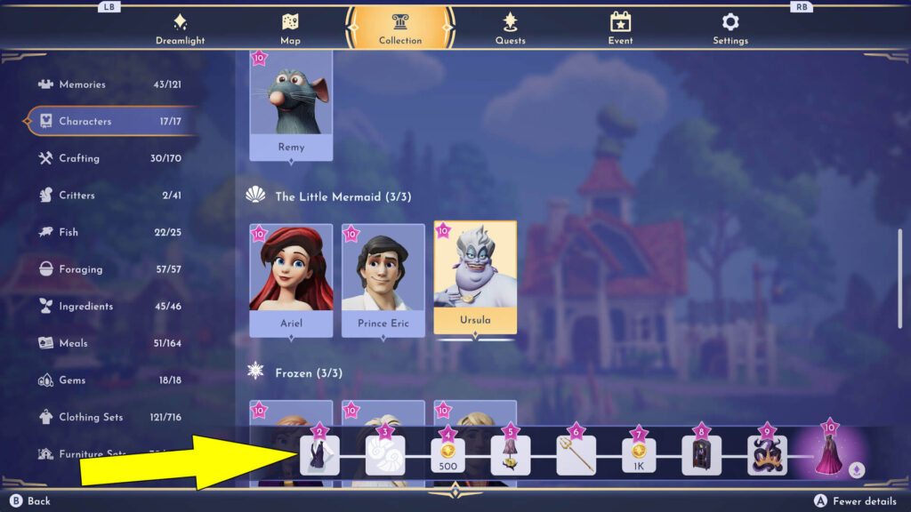 Disney Dreamlight Valley Level Up Ursula Friendship Rewards