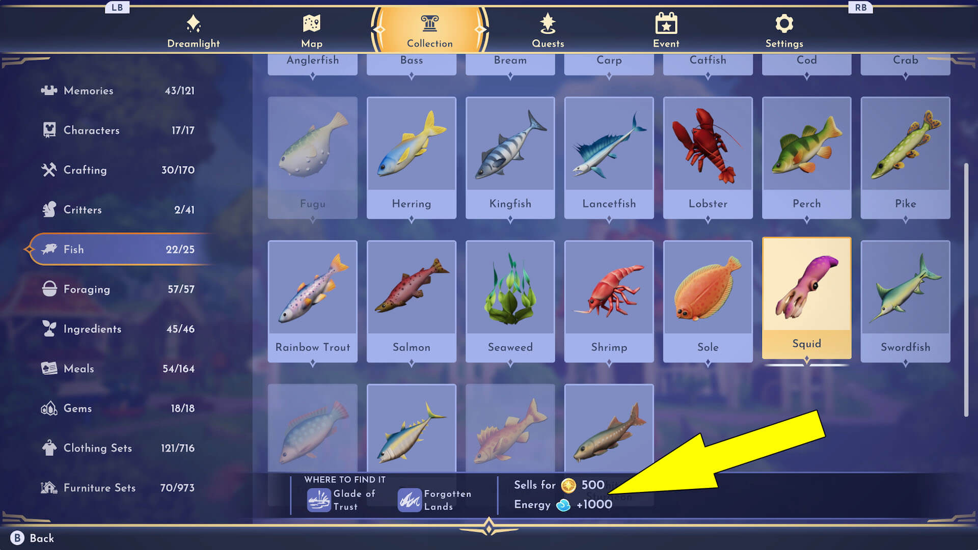 Squids Location & How To Get - Disney Dreamlight Valley