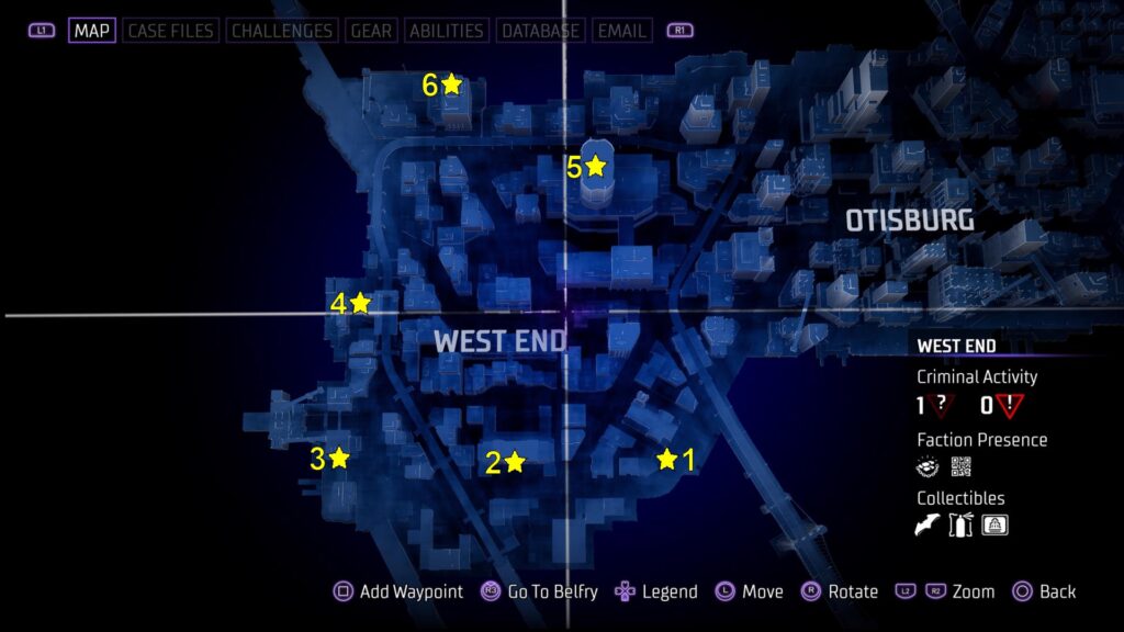 Gotham Knights West End Batarangs Locations Map
