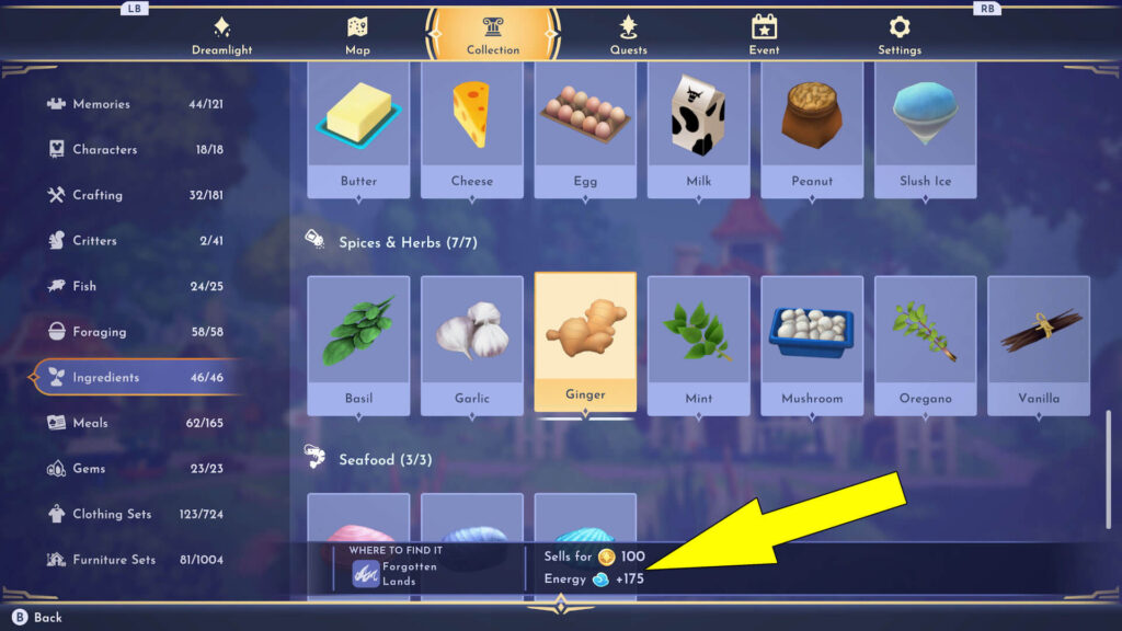 Disney Dreamlight Valley Ginger Cooking Ingredient