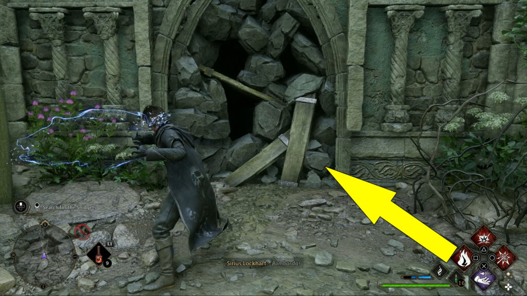 Destroy the rocks blocking the way with Depulso or Bomarda spells.