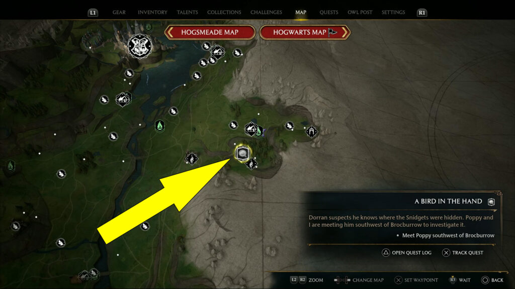 Hogwarts Legacy Bird in the Hand Quest Location Map