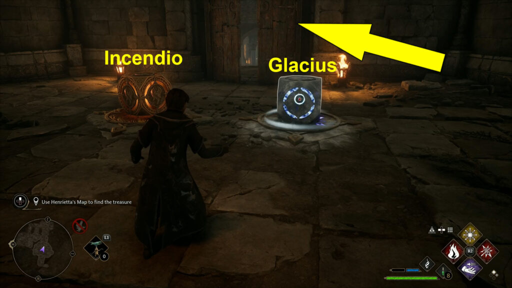 Hogwarts Legacy Henrietta's Hideaway Incedio and Glacius Blocks