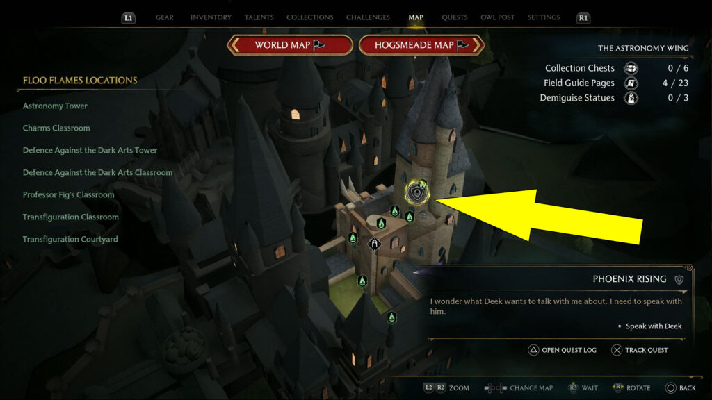 Hogwarts Legacy Phoenix Rising Quest Starting Location