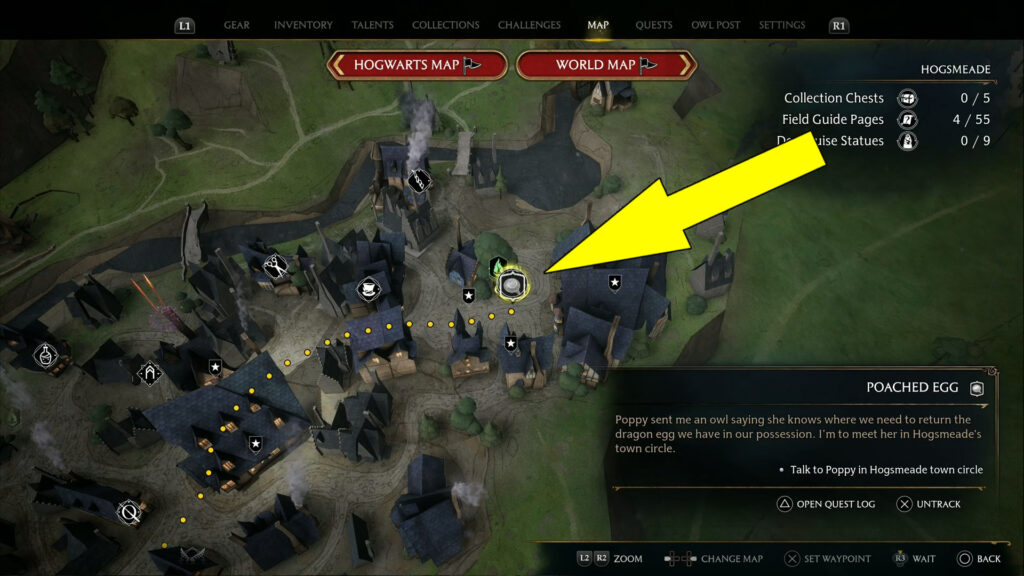 Hogwarts Legacy Poached Egg Side Quest Starting Location