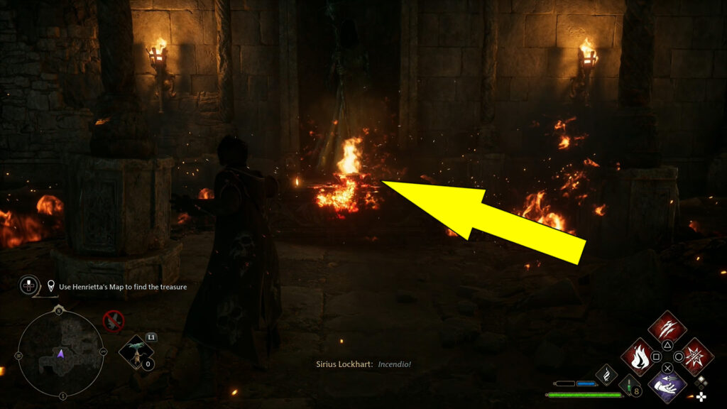 Ignite the statue brazier with Incendio to reveal a cube.