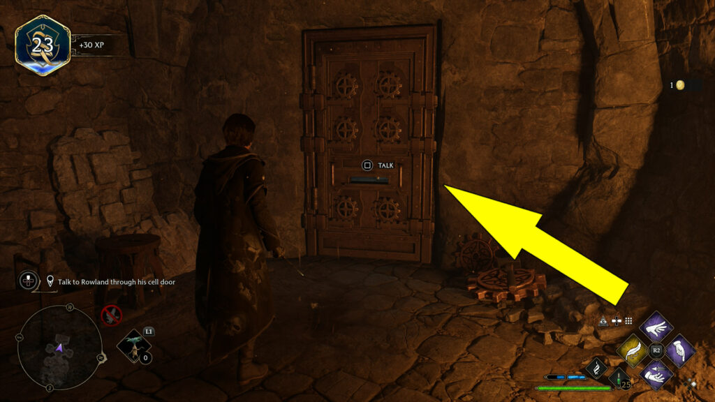 Talk to Rowland through the cell door.