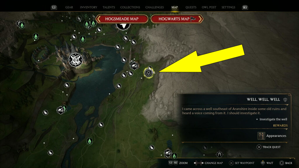 Hogwarts Legacy Well, Well, Well Side Quest Starting Location