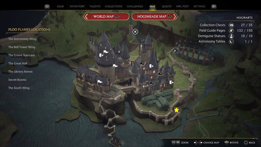 Hogwarts Legacy Bell Tower Wing Astronomy Table Location Map