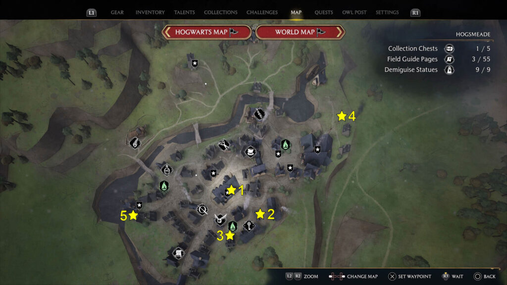 Hogwarts Legacy Hogsmeade Collection Chests Locations Map