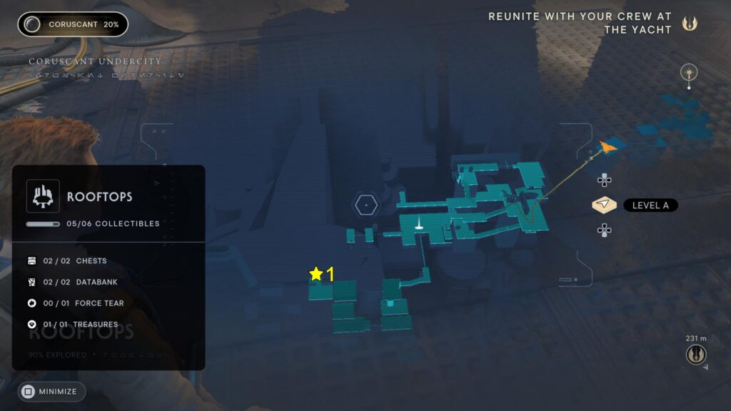 Star Wars Jedi Survivor Coruscant Rooftops Force Tear Location Map