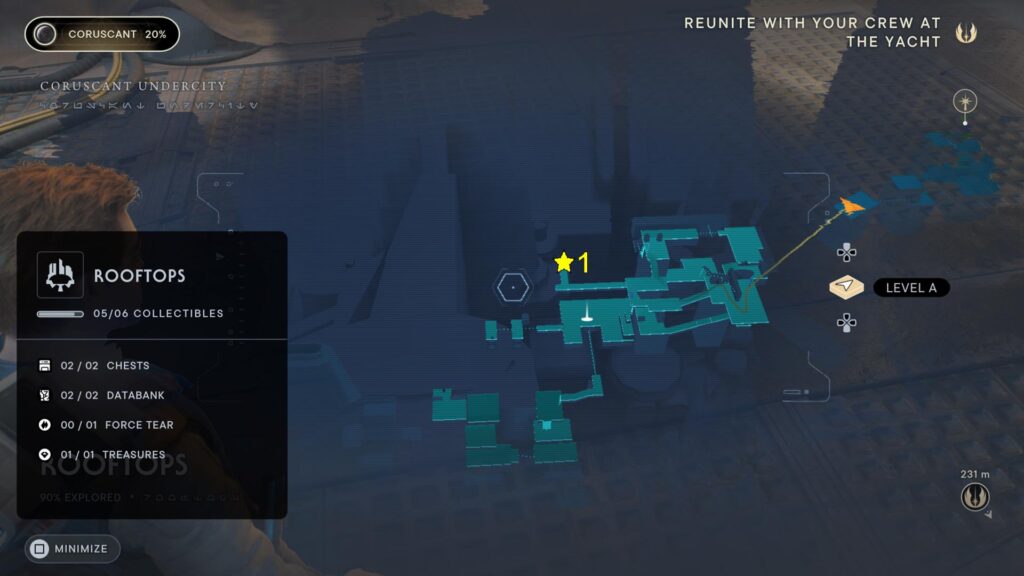 Star Wars Jedi Survivor Coruscant Rooftops Treasure Location Map