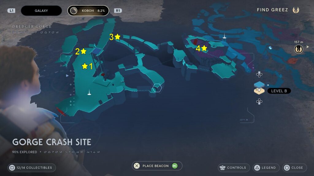 Star Wars Jedi Survivor Gorge Crash Site Databank Locations Map
