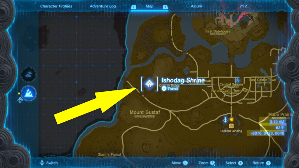 Legend Of Zelda Tears Of The Kingdom Ishodag Shrine Puzzle Location Map