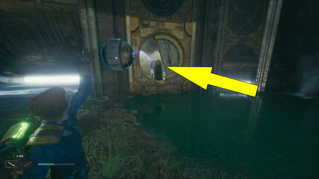 Insert the Orb into the Amplifier with the rotating door on the wall.