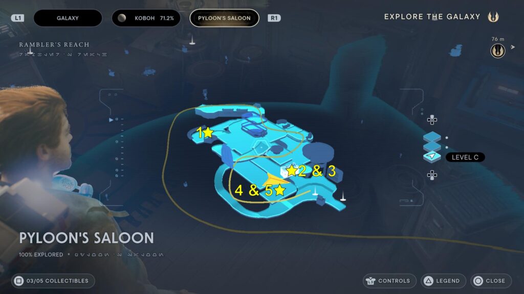Star Wars Jedi Survivor Pyloon's Saloon Collectibles Map