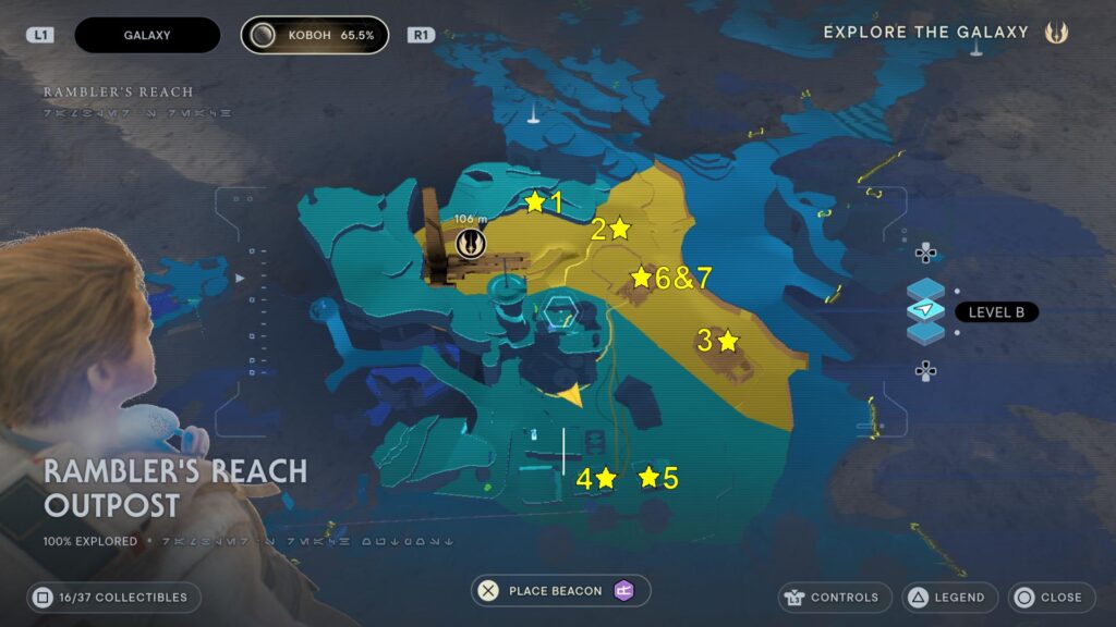 Star Wars Jedi Survivor Rambler's Reach Outpost Treasures Locations Map