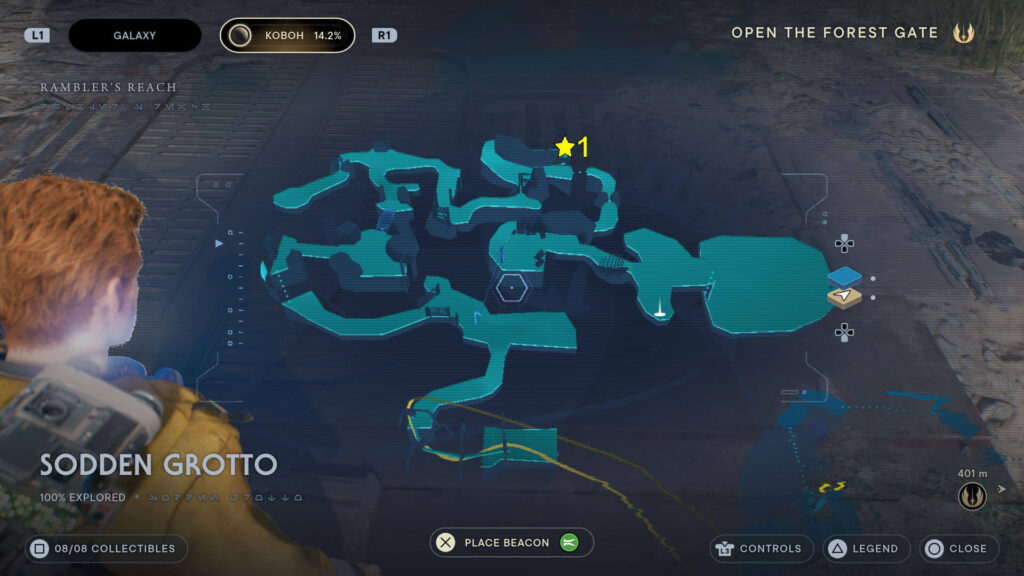 Star Wars Jedi Survivor Sodden Grotto Chest Location Map