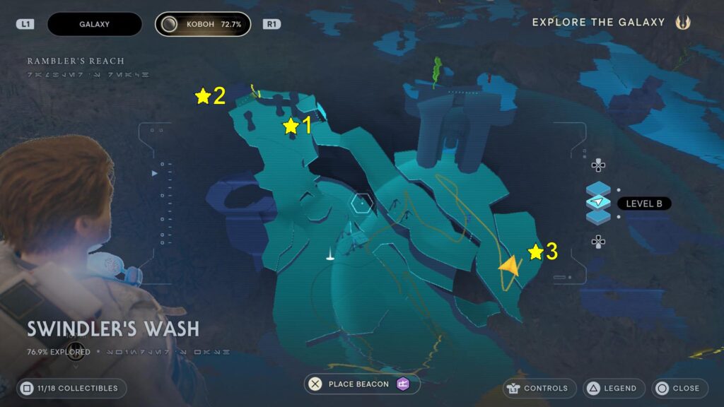 Star Wars Jedi Survivor Swindler's Wash Treasures map locations