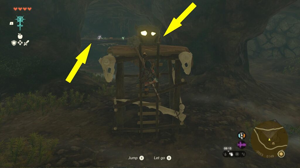 The Passeri Greenbelt Cave Chest is found on top of a wooden platform in the middle of the cave. Climb the ladder to get it.