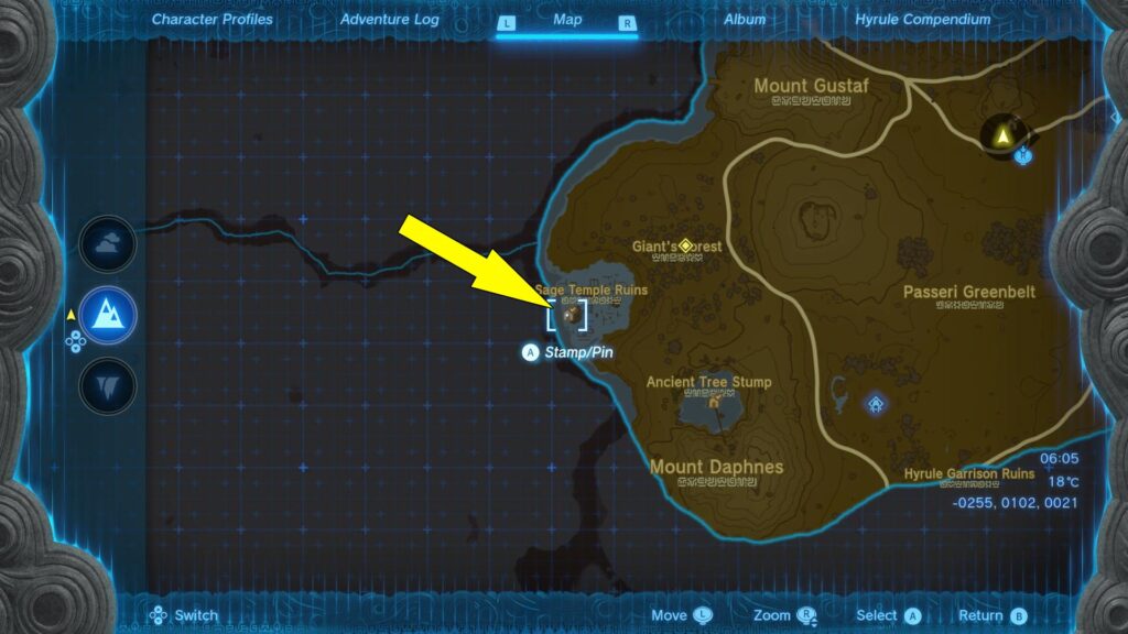 The Sage Temple Cave in Legend Of Zelda ToTK is located on the west side of Central Hyrule