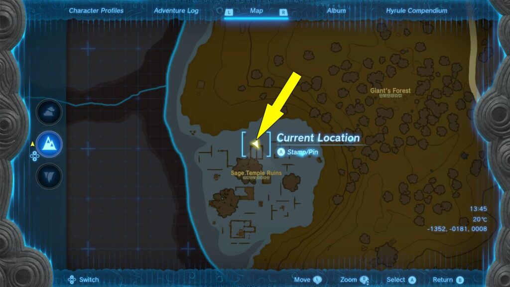 The Sage Temple Ruins are found northeast of Sage Temple Cave on the eastern side of Central Hyrule.