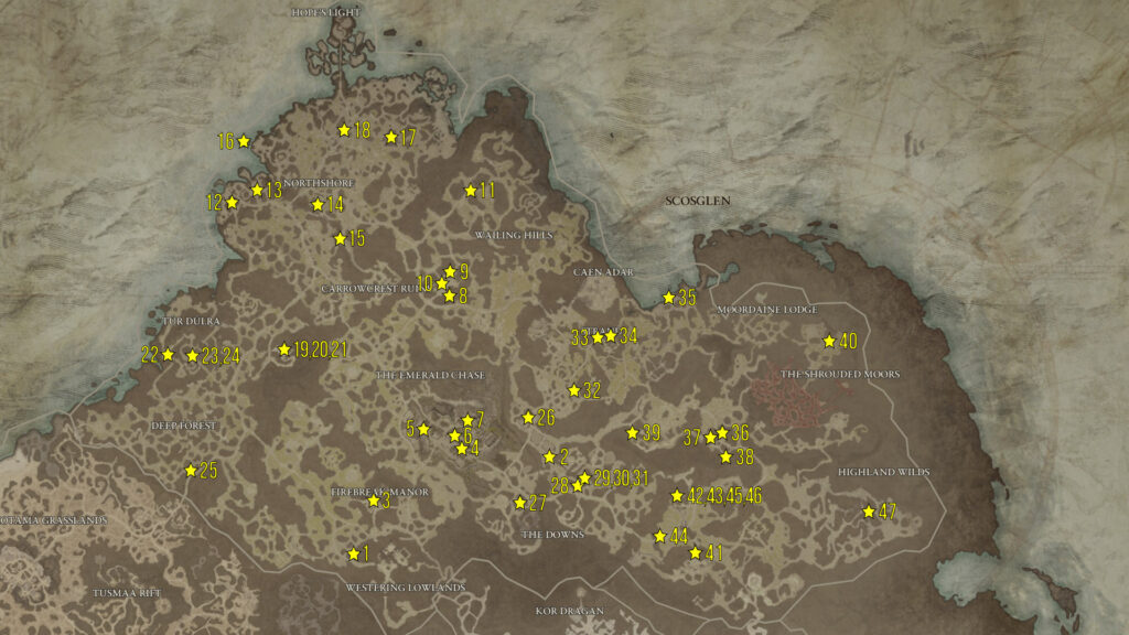 Diablo IV Scosglen All Side Quests Locations